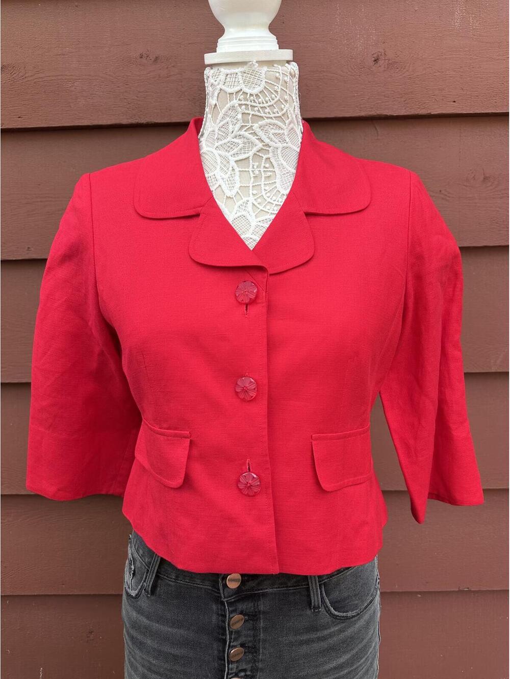 Positive Attitude Petites Red Cropped Blazer Jacket